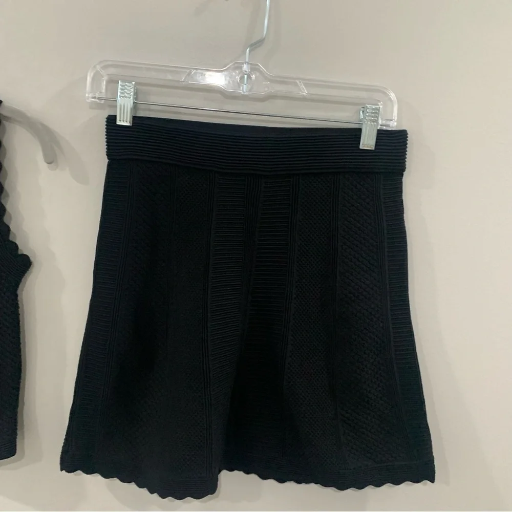 ✅ NWT The Kooples Set Openwork Knit Tank & Short Knit Skirt Scallop in Black - Picture 13 of 15